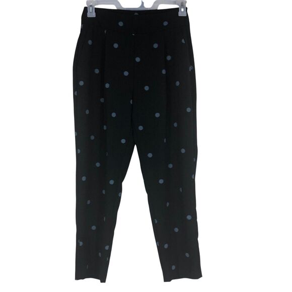 NWOT Women’s Zara Black w/Blue Polkadots Pants, Business Casual, Officecore SZ M - Picture 2 of 11